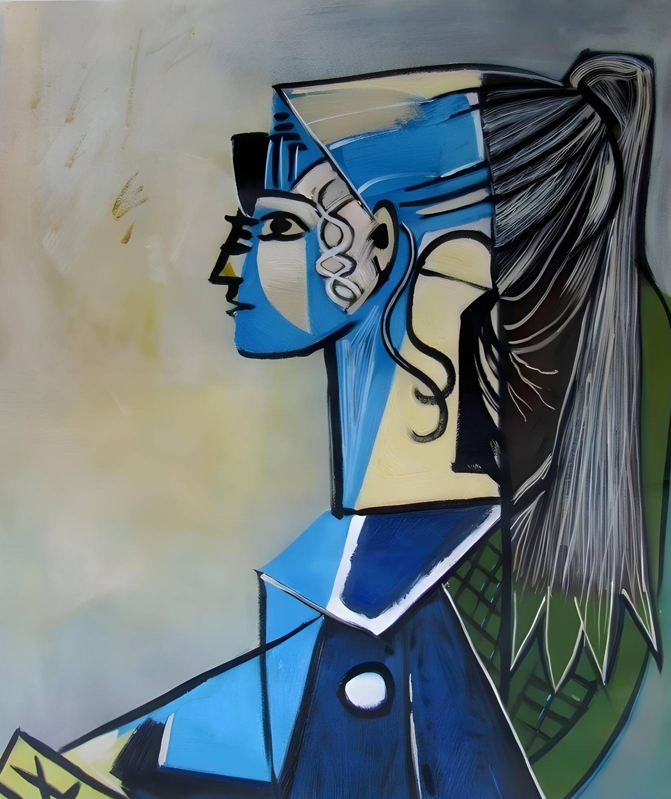Abstract Blue Portrait Wall Art