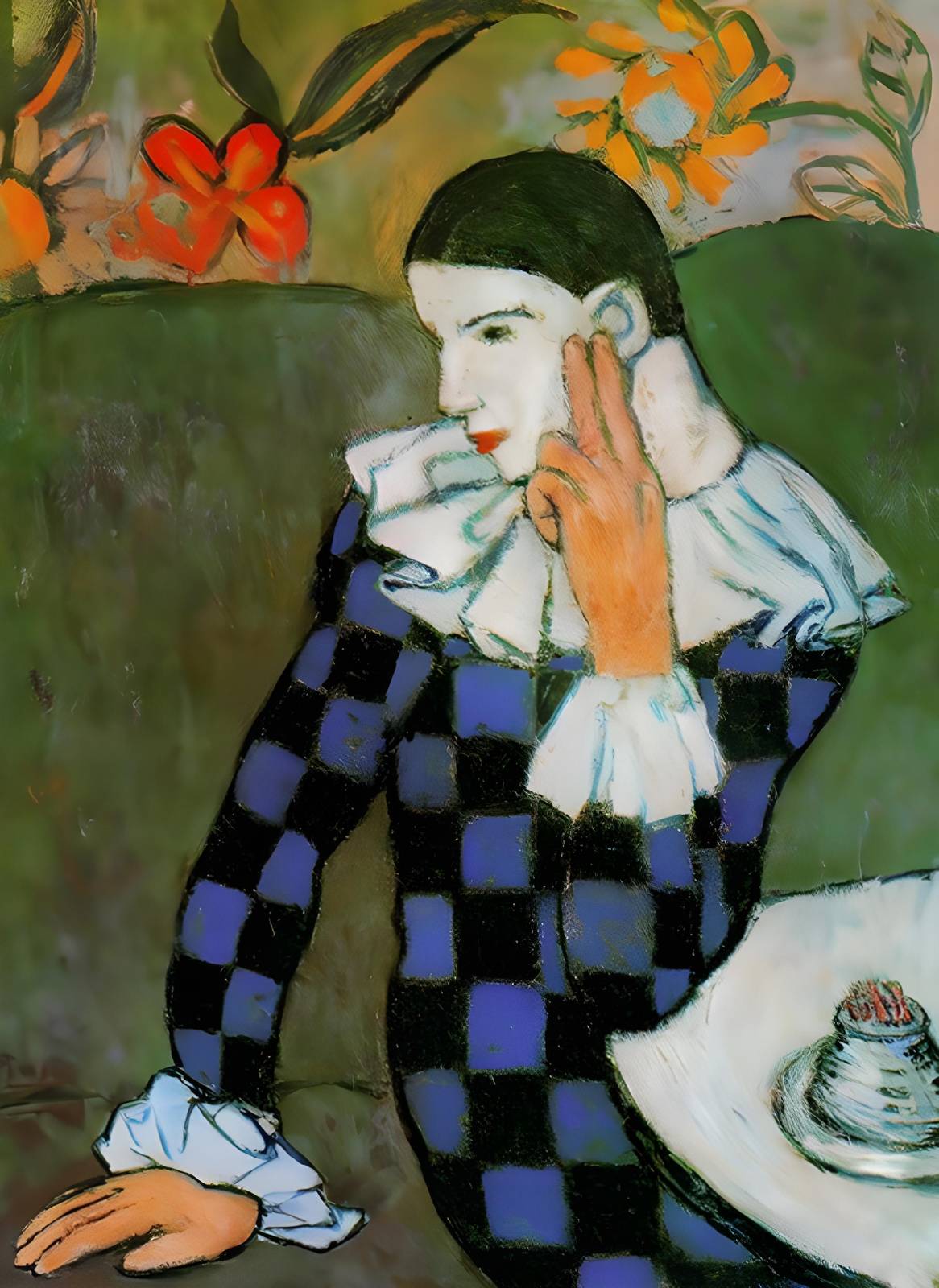 Pensive Clown Portrait Wall Art
