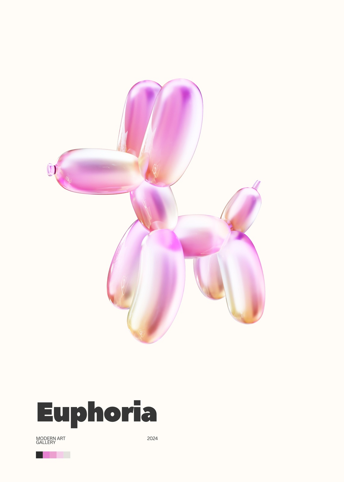 Pink Balloon Dog 'Euphoria' Wall Art Wall Art