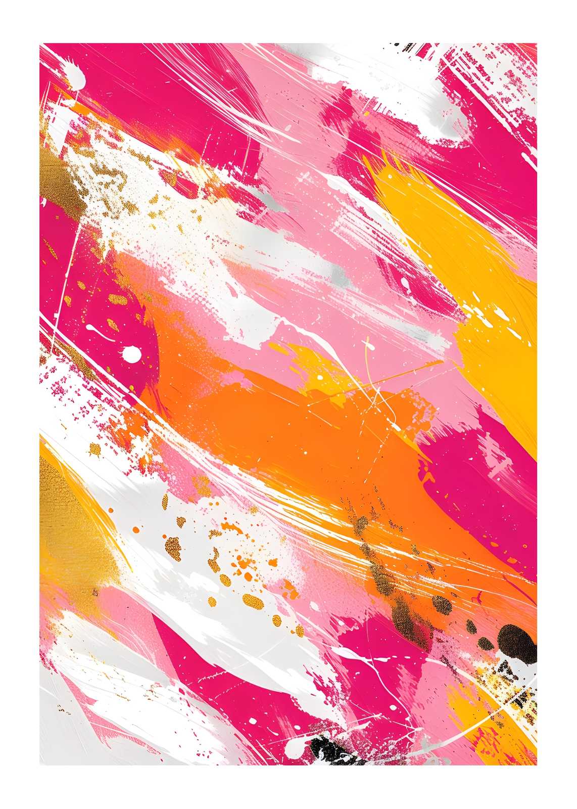 Vibrant Abstract Splash Gold Wall Art