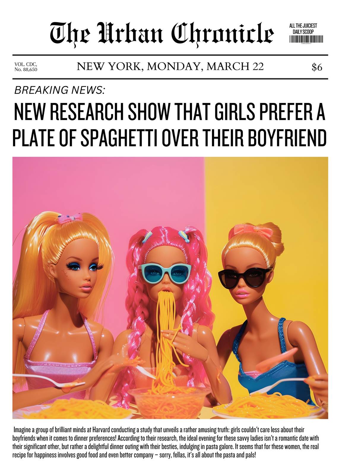 Spaghetti Obsession Funny Doll Art Wall Art