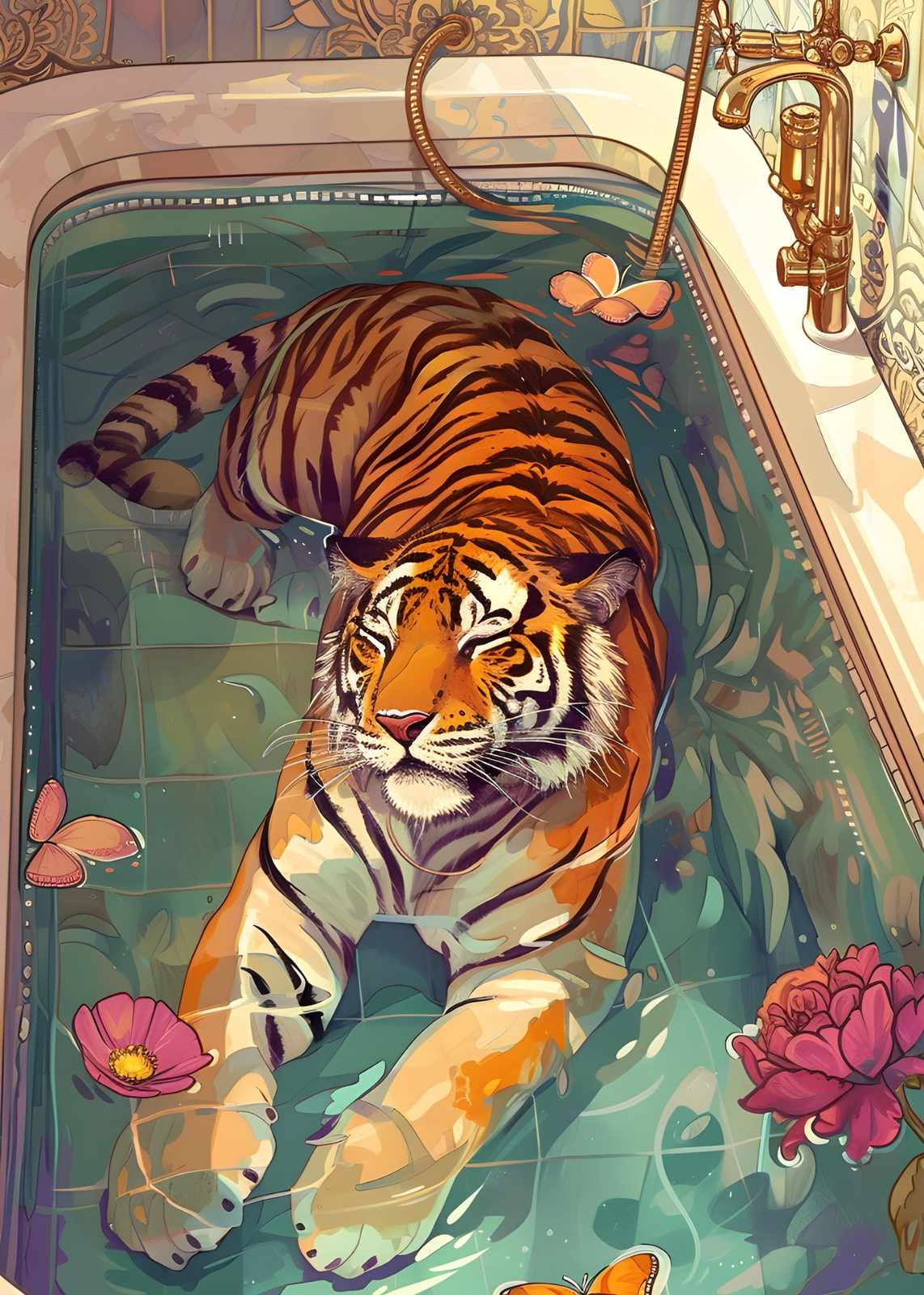 Majestic Tiger Bath Art Wall Art
