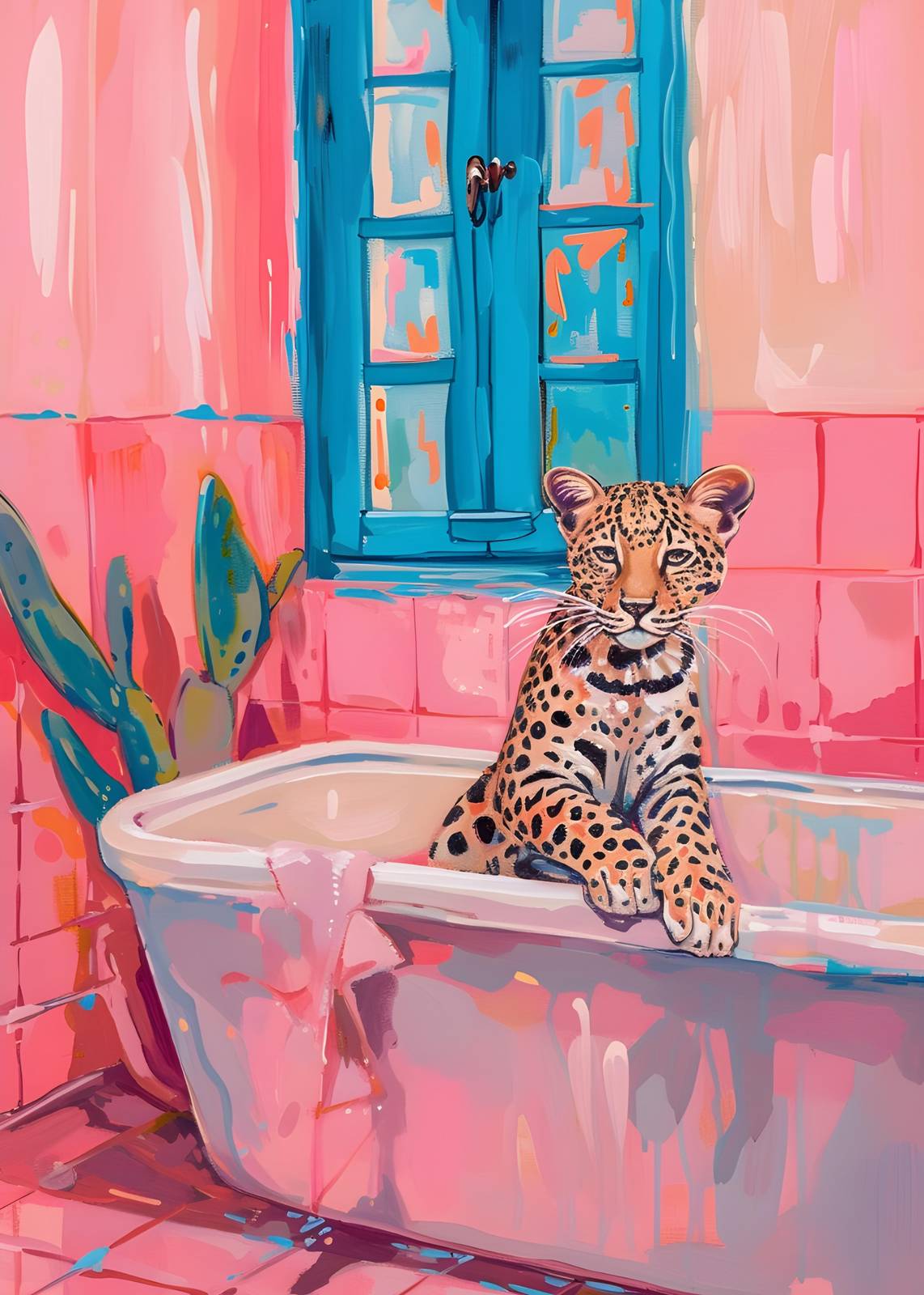 Playful Leopard Bath Wall Art