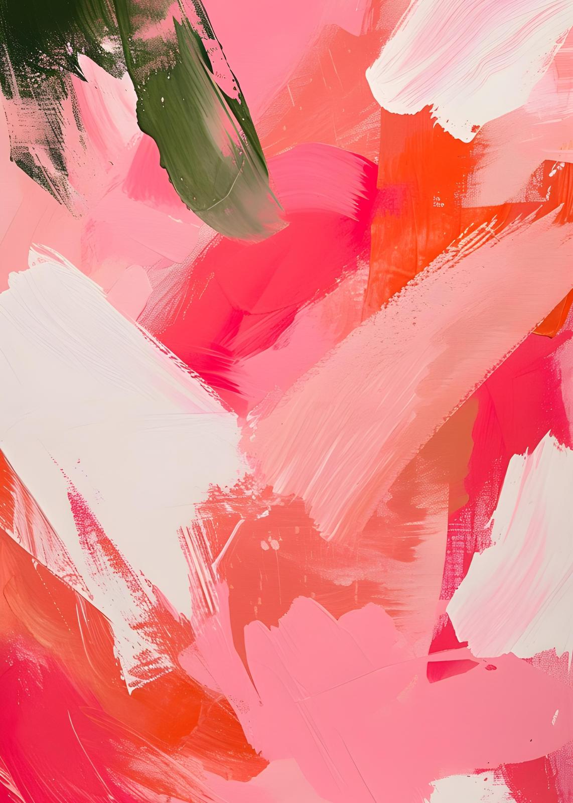 Vibrant Abstract Blush Pink & Coral Wall Art