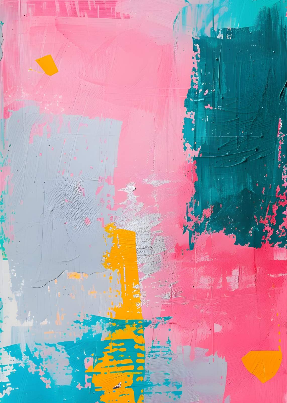 Vibrant Abstract Pink & Teal Wall Art