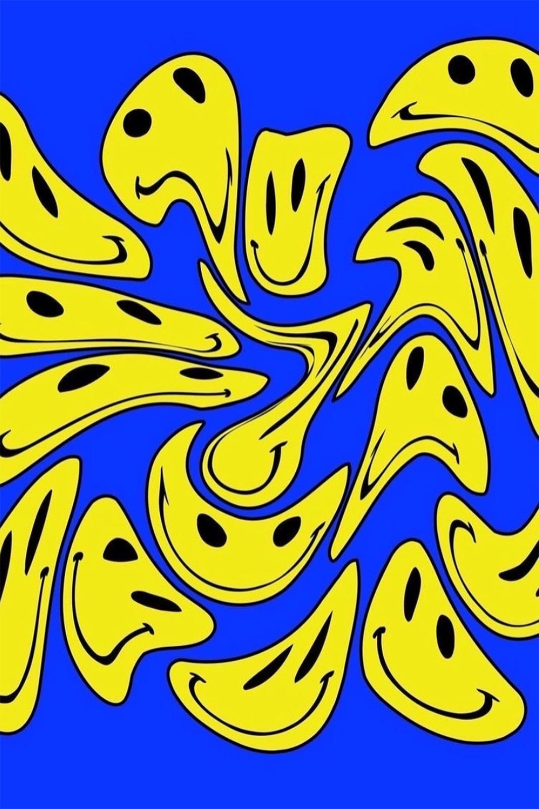 Melting Smiley Face Psychedelic Wall Art