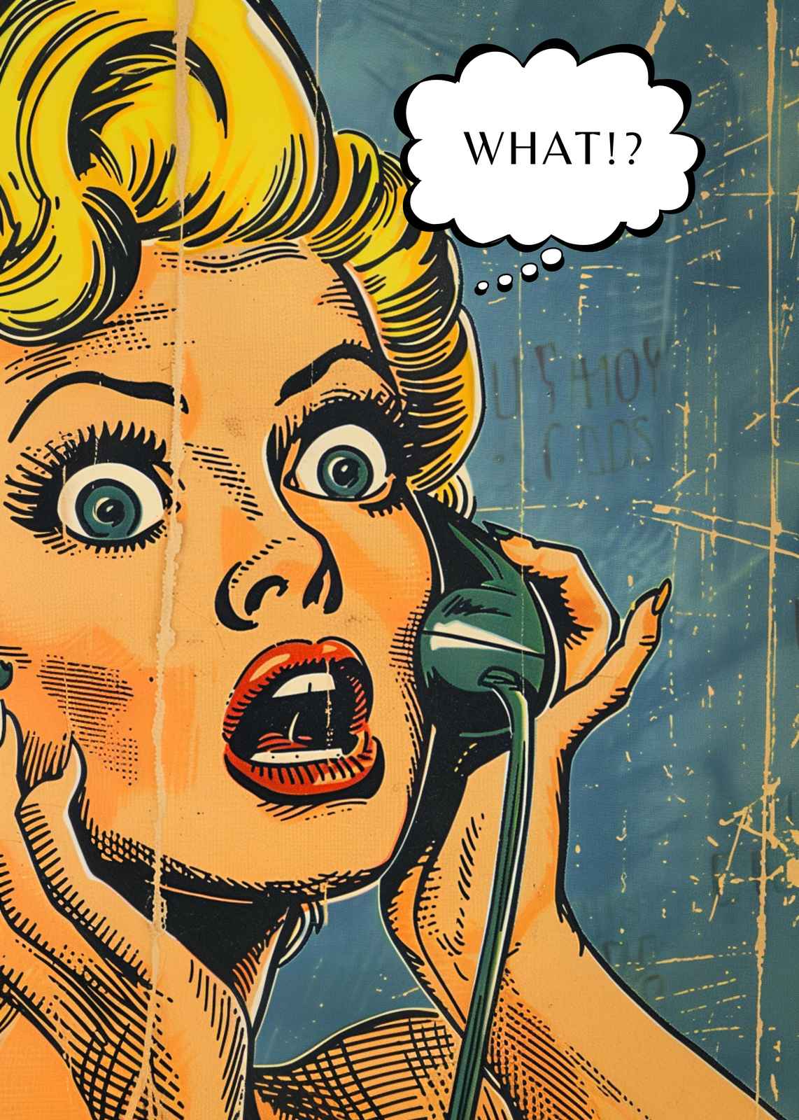 Retro Pop Art Woman "What!?" Wall Art