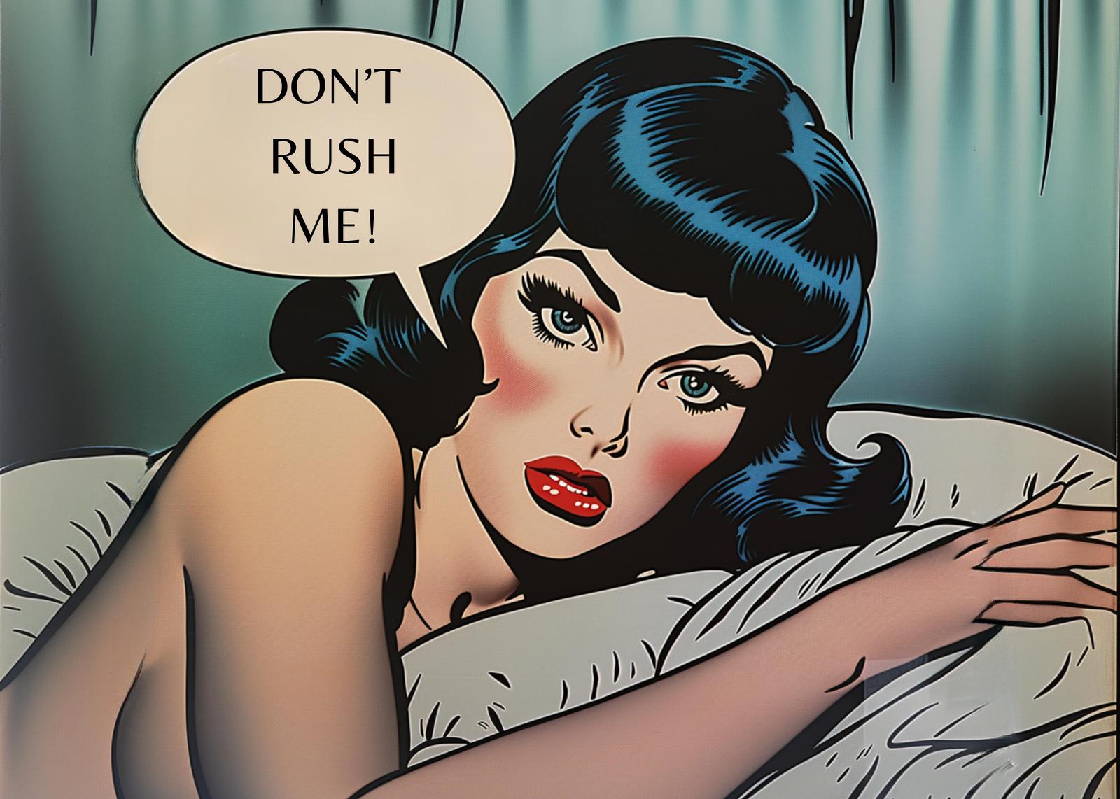 Retro Pop Art Woman "Don't Rush Me" Wall Art