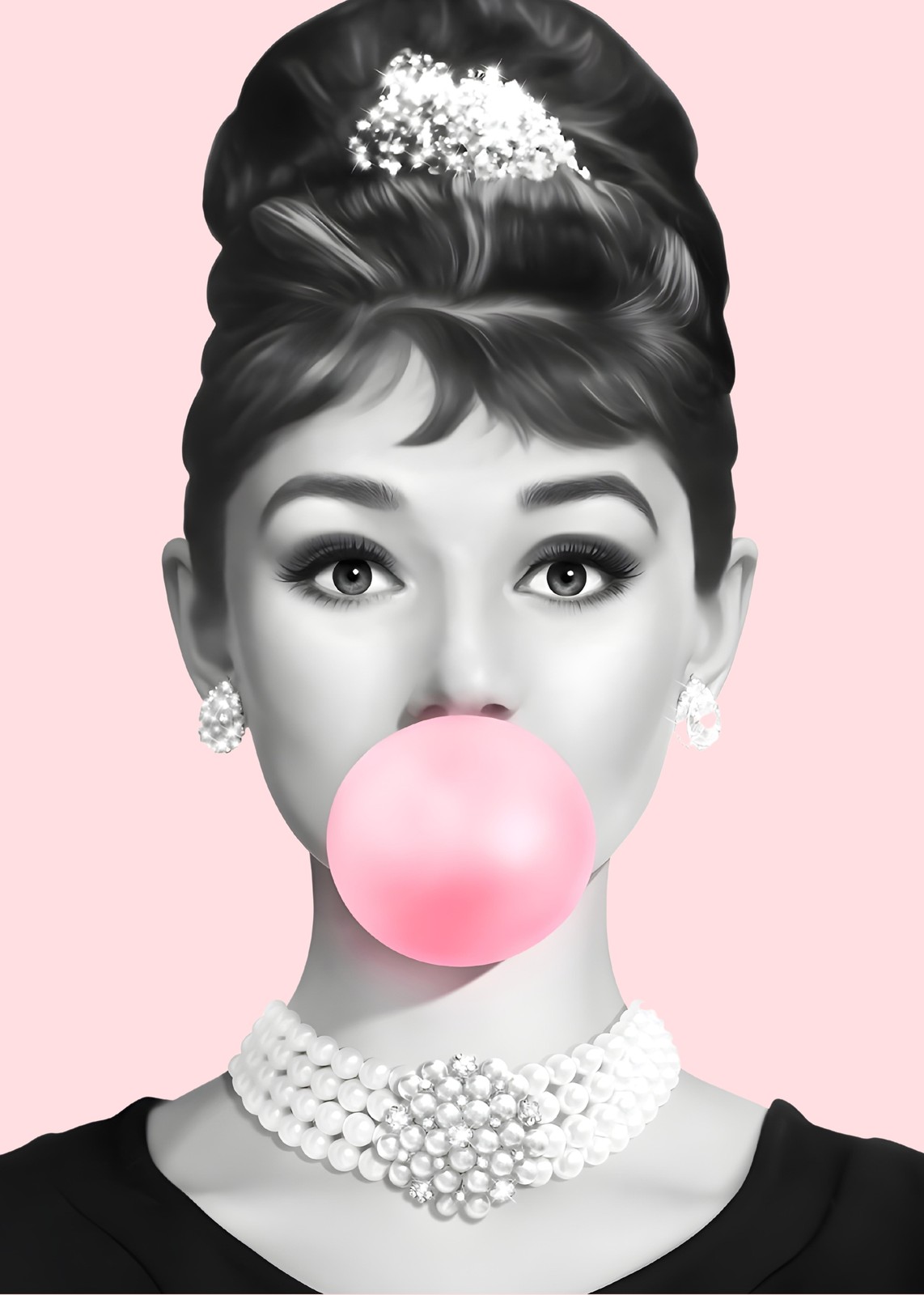 Elegant Audrey Hepburn Bubble Gum Wall Art