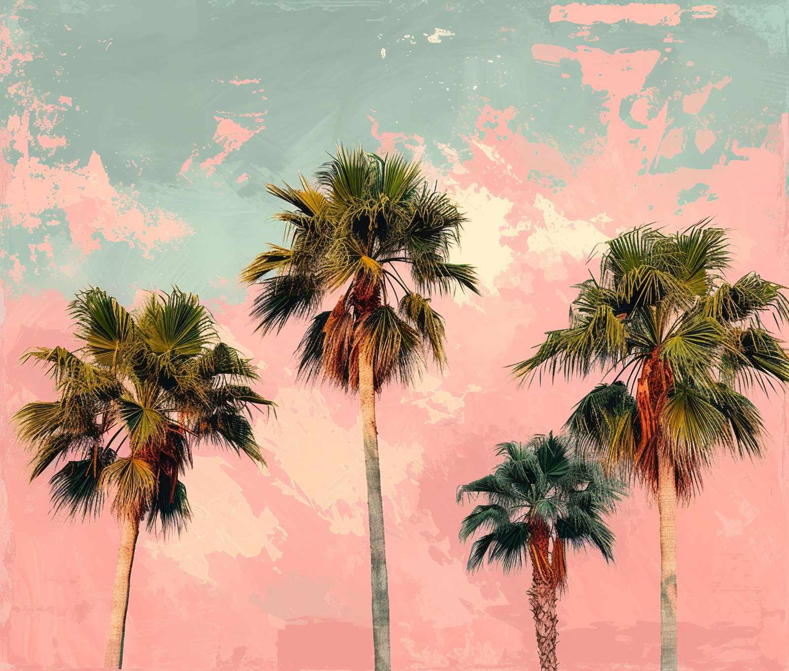 Vintage Palm Trees Sky Wall Art