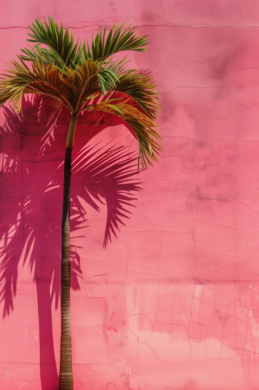 Vibrant Palm Silhouette on Pink Wall Wall Art