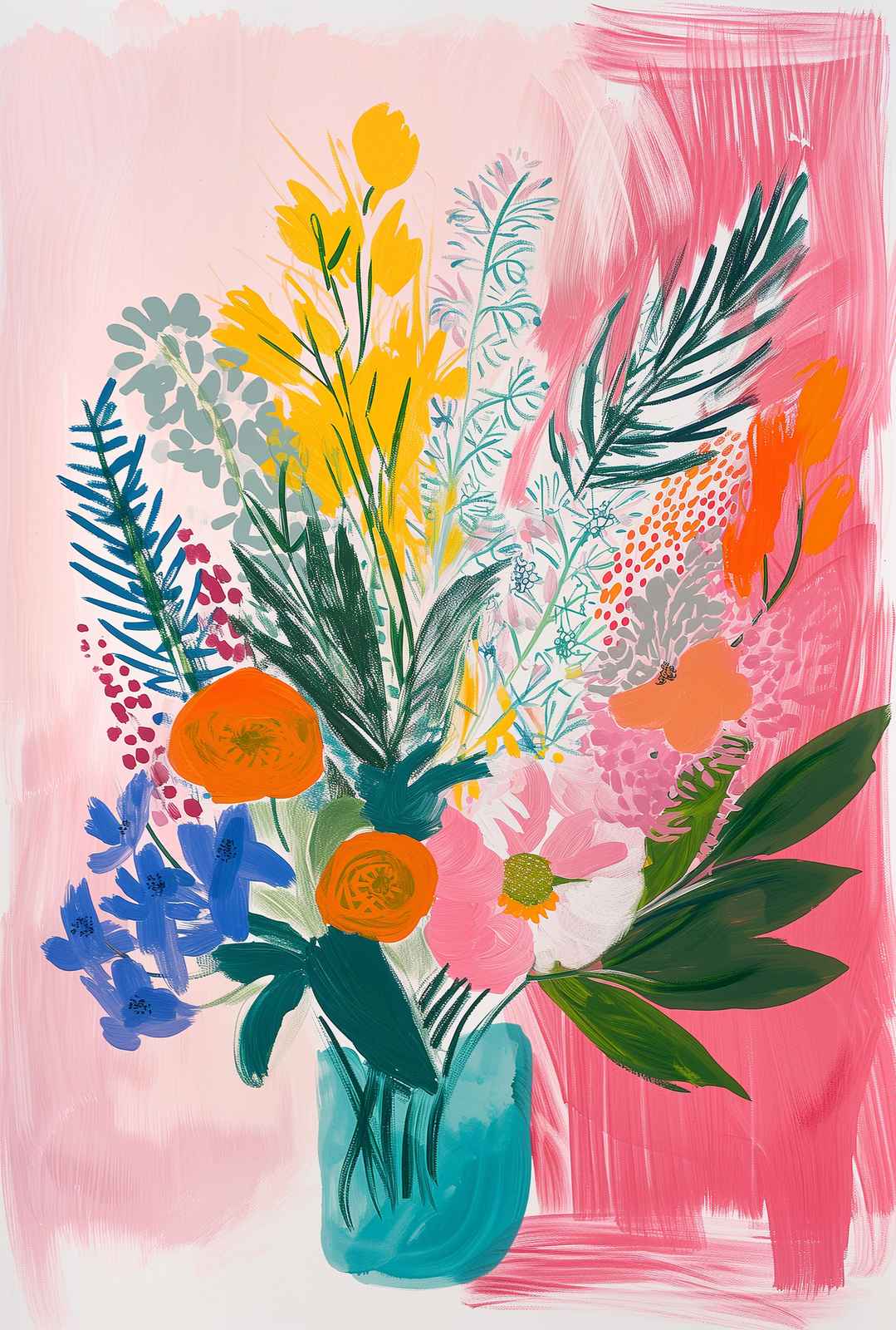 Vibrant Floral Burst Wall Art