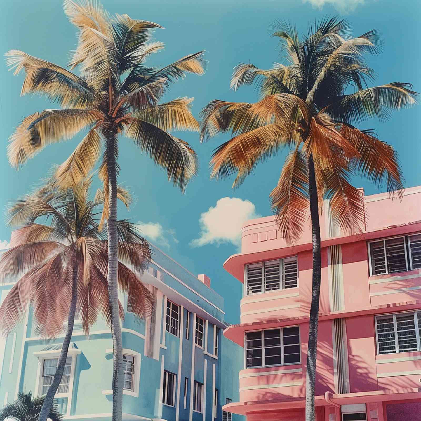 Miami Art Deco Palm Trees Wall Art