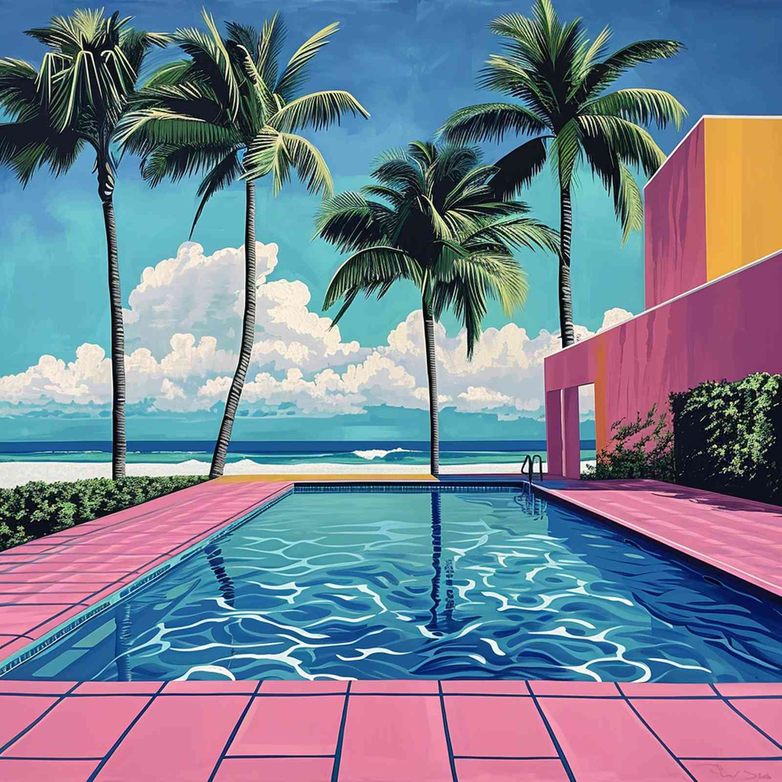 Miami Vice Poolside Palm Wall Art
