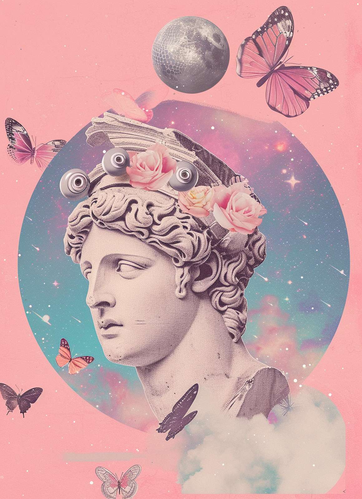 Surreal Renaissance Butterfly Moon Wall Art