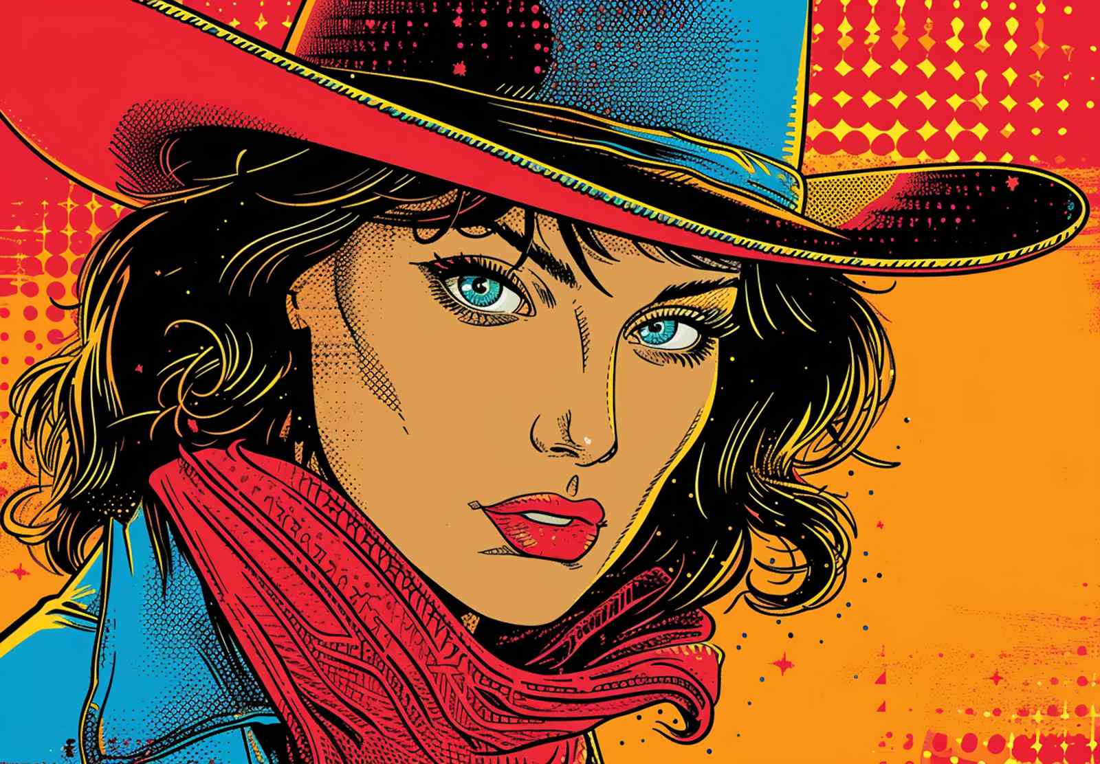 Striking Comic Cowgirl Pop Art Wall Art