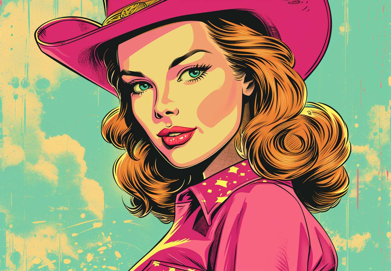 Retro Cowgirl Pop Art Wall Art