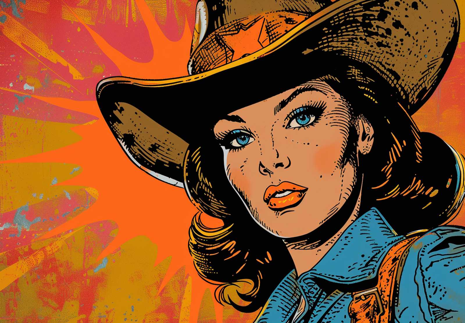 Retro Cowgirl Pop Art Wall Art