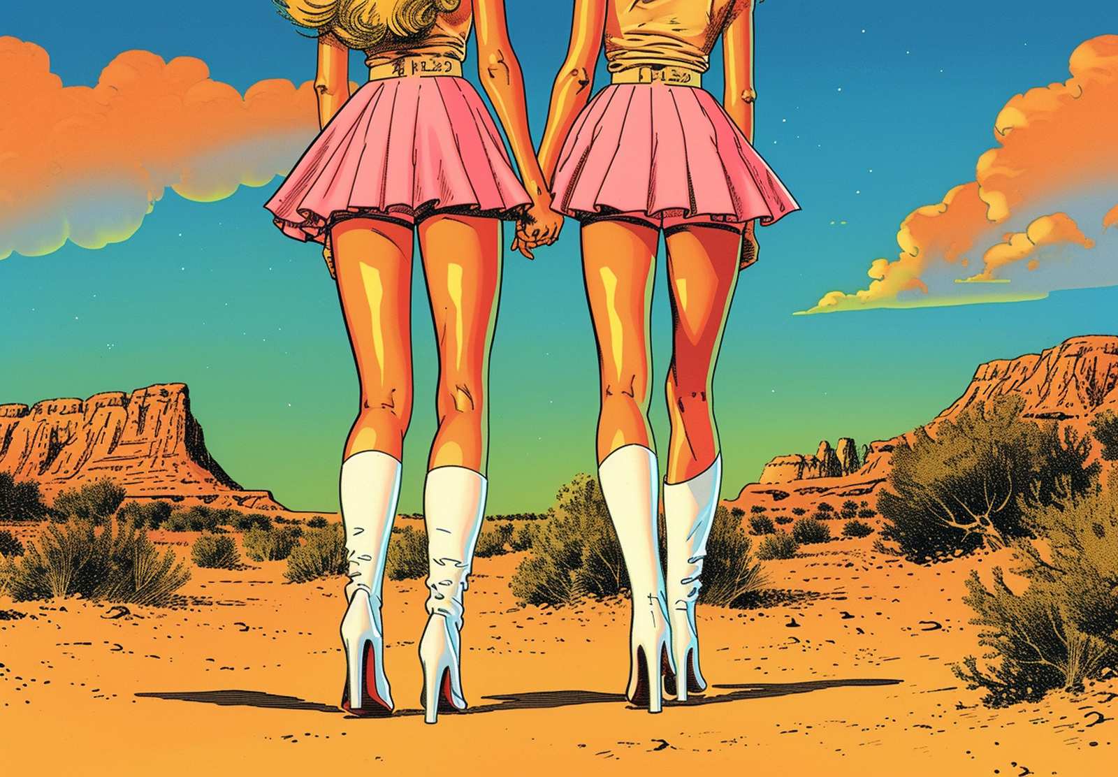 Desert Duo Pink Skirt Boots Wall Art