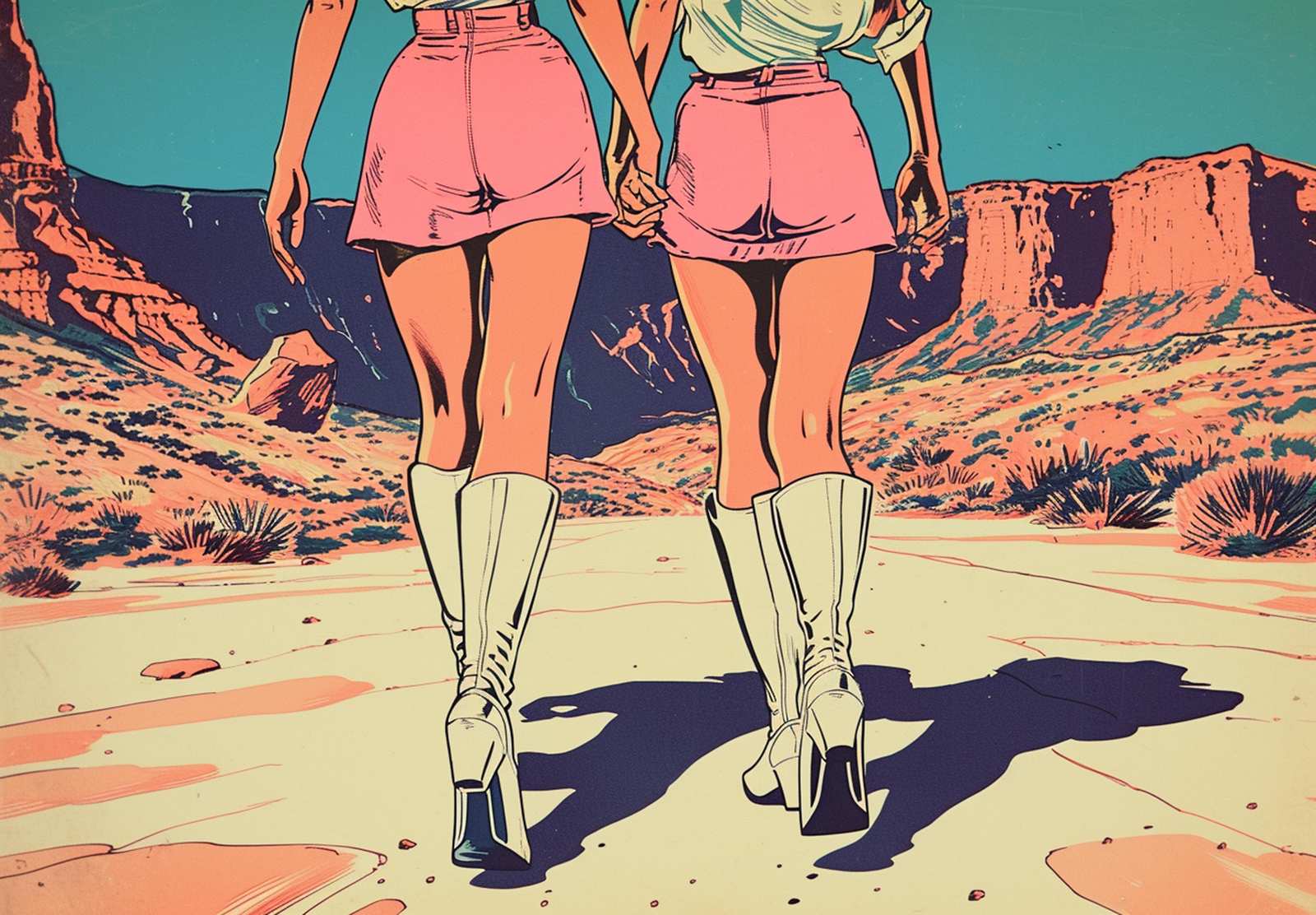 Desert Duo Pink Skirt Boots Wall Art