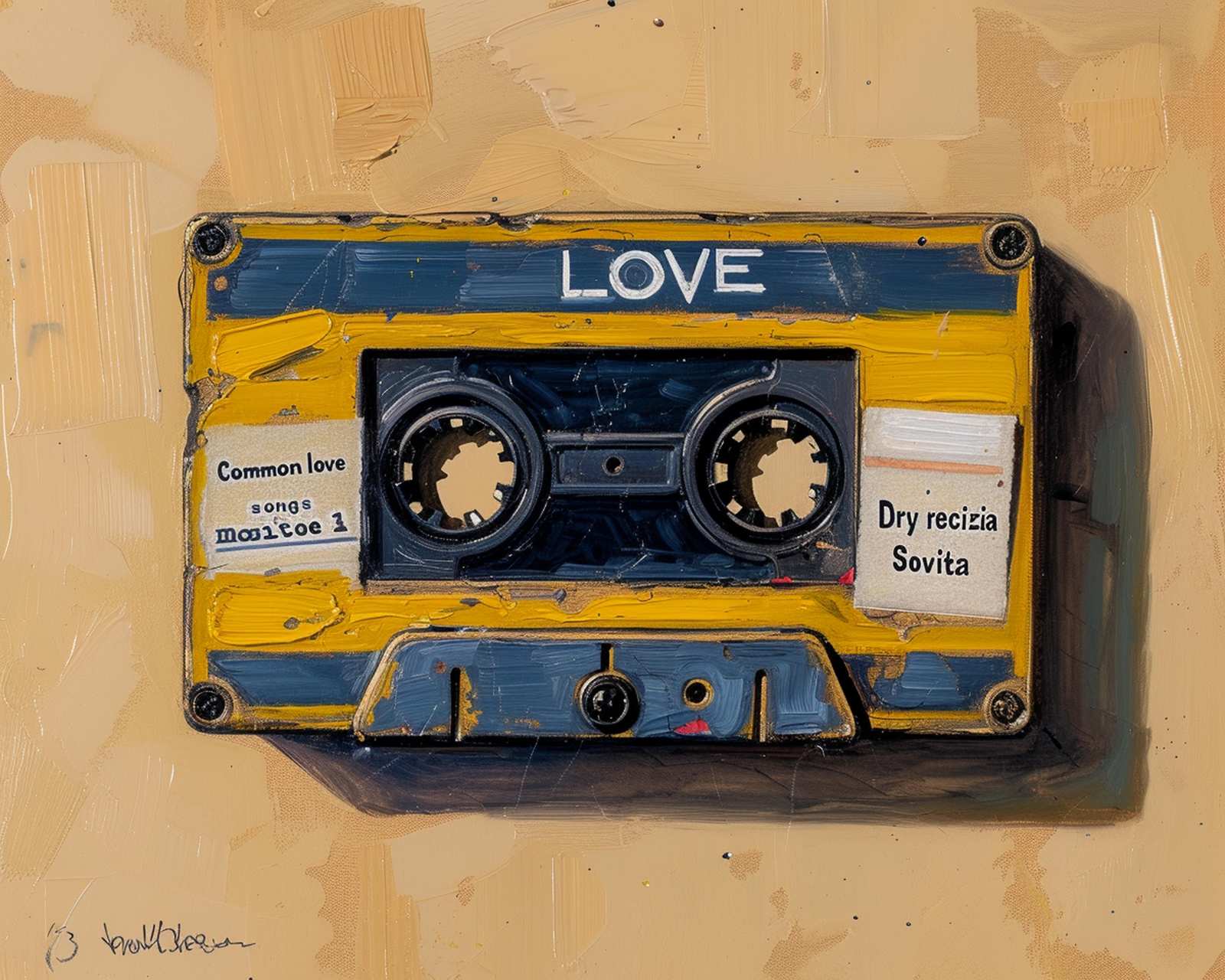 Retro Love Cassette Tape Wall Art