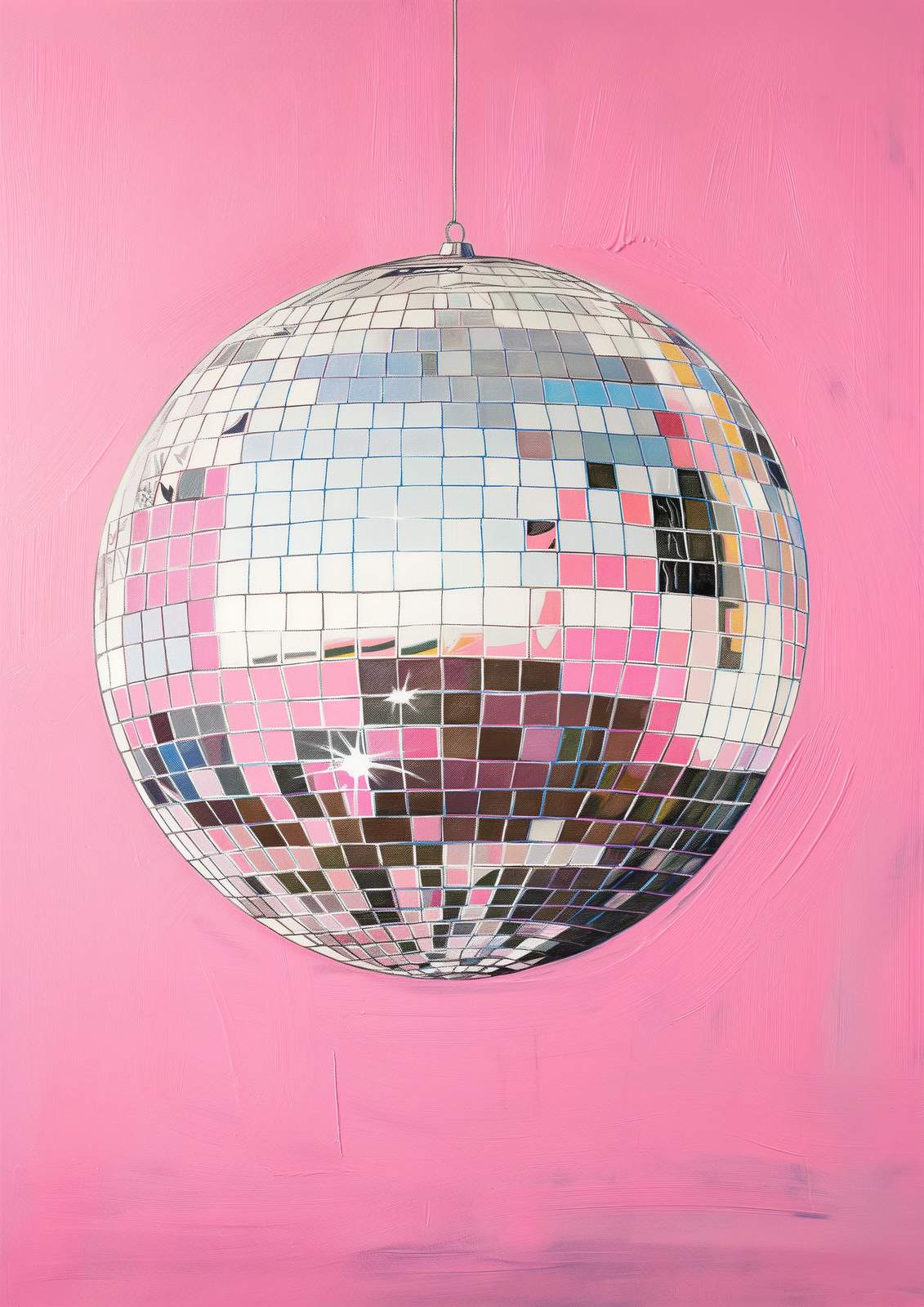 Disco Ball Pink Aura Wall Art