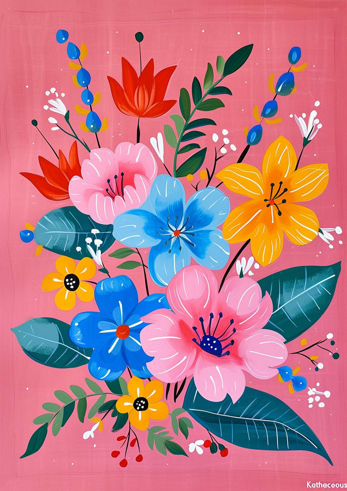Vibrant Floral Art Wall Art