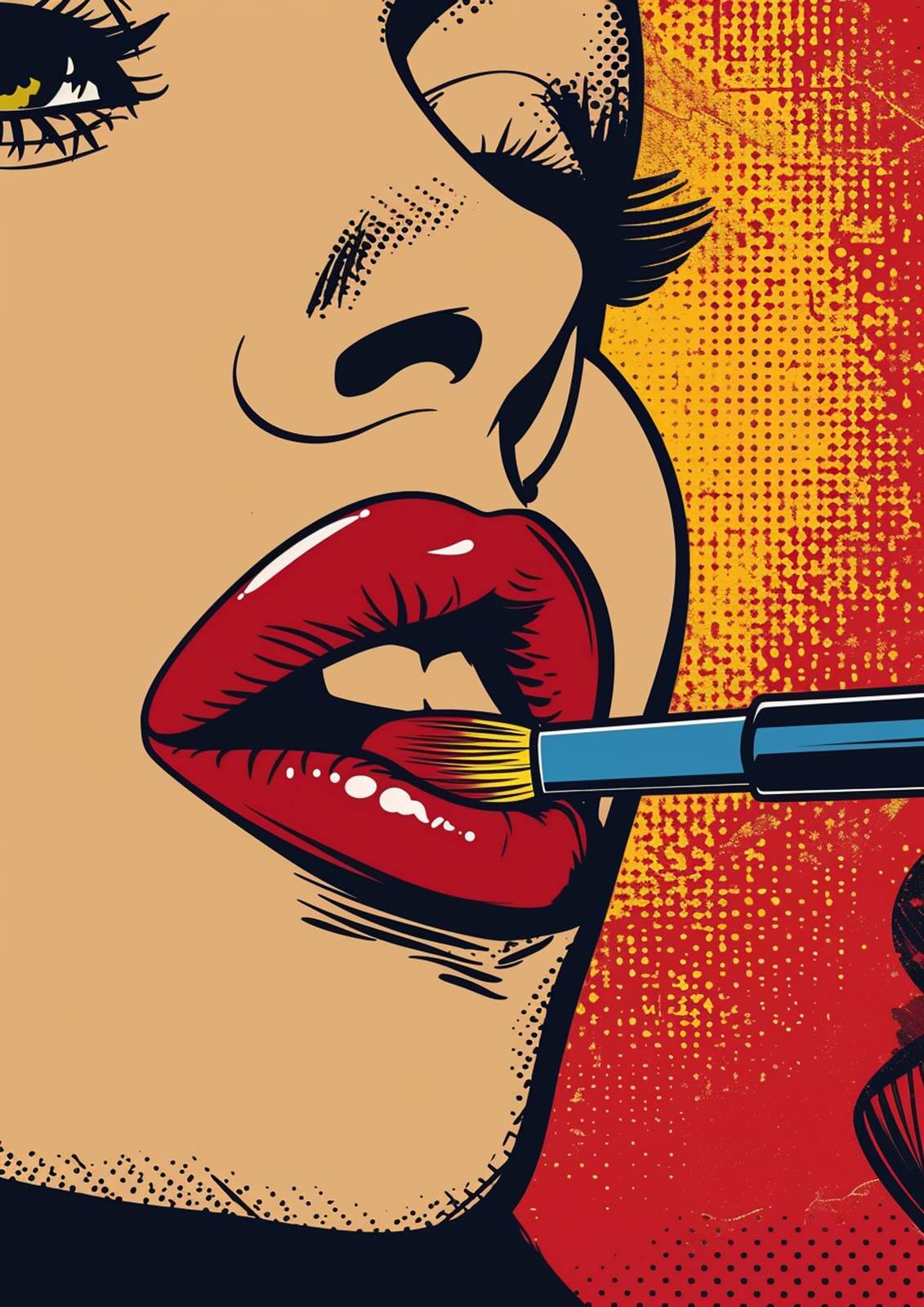 Pop Art Red Lips Makeup Wall Art