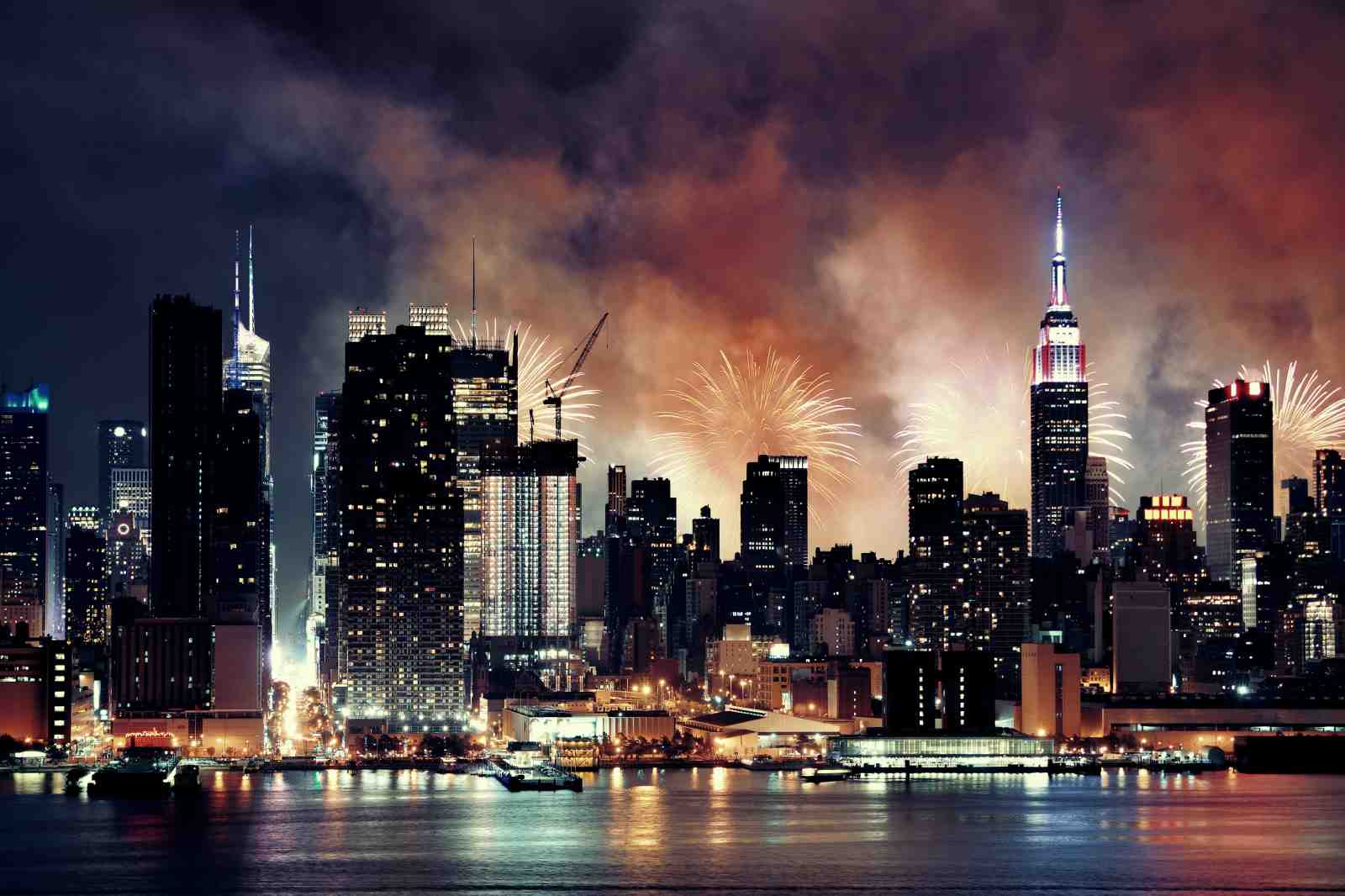 New York City Fireworks Skyline Wall Art