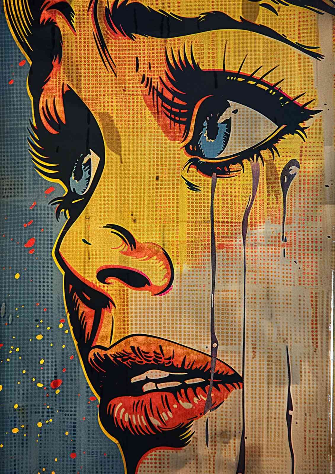 Emotional Pop Art Woman Crying Wall Art