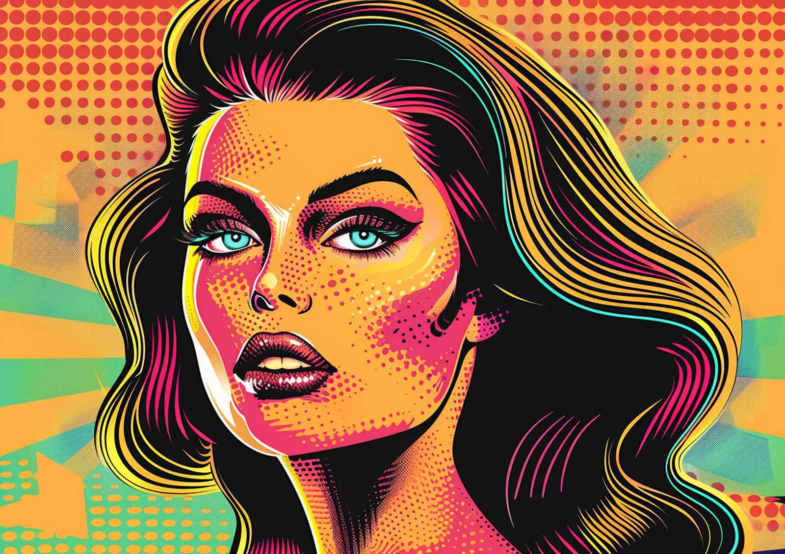Pop Art Femme Fatale Vibrant Portrait Wall Art