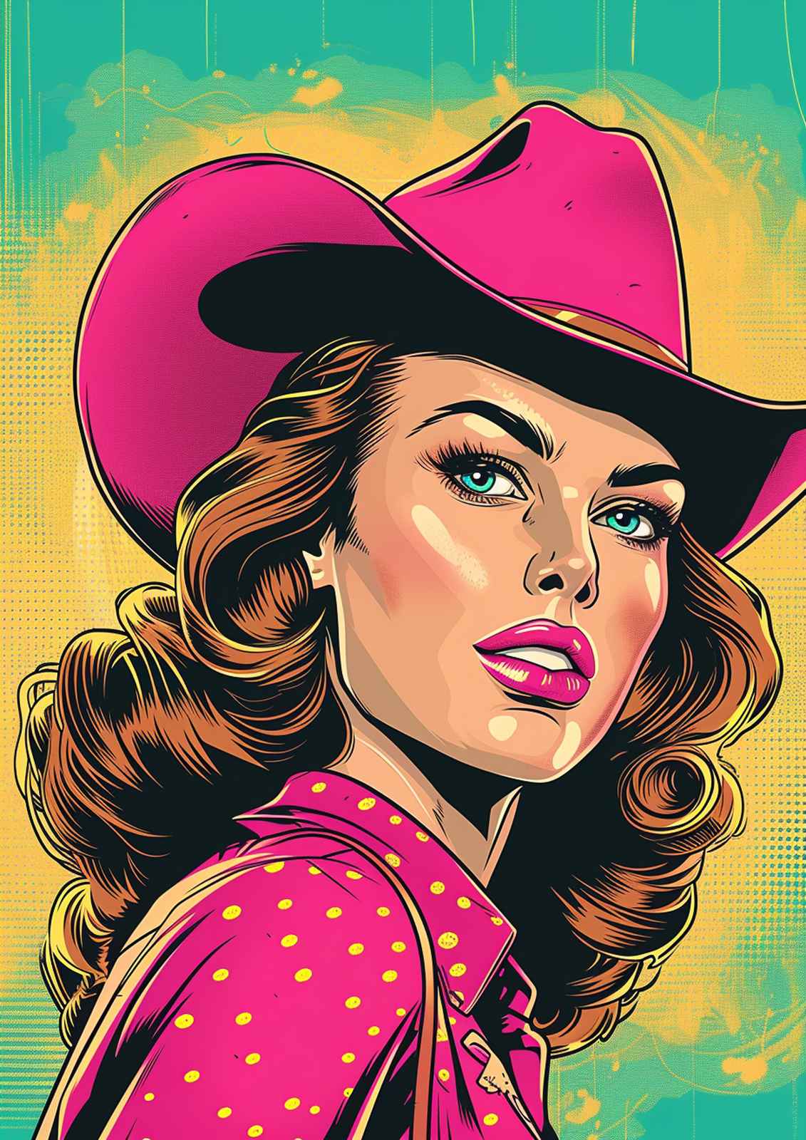 Retro Cowgirl Chic Pop Art Wall Art