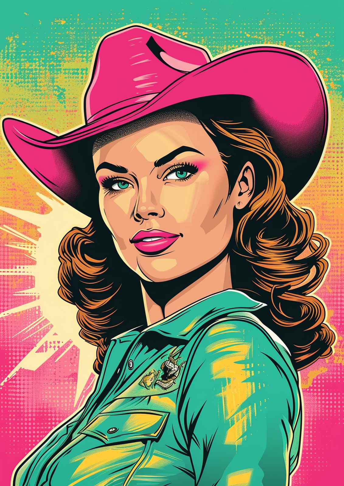 Retro Cowgirl Pop Art Wall Art