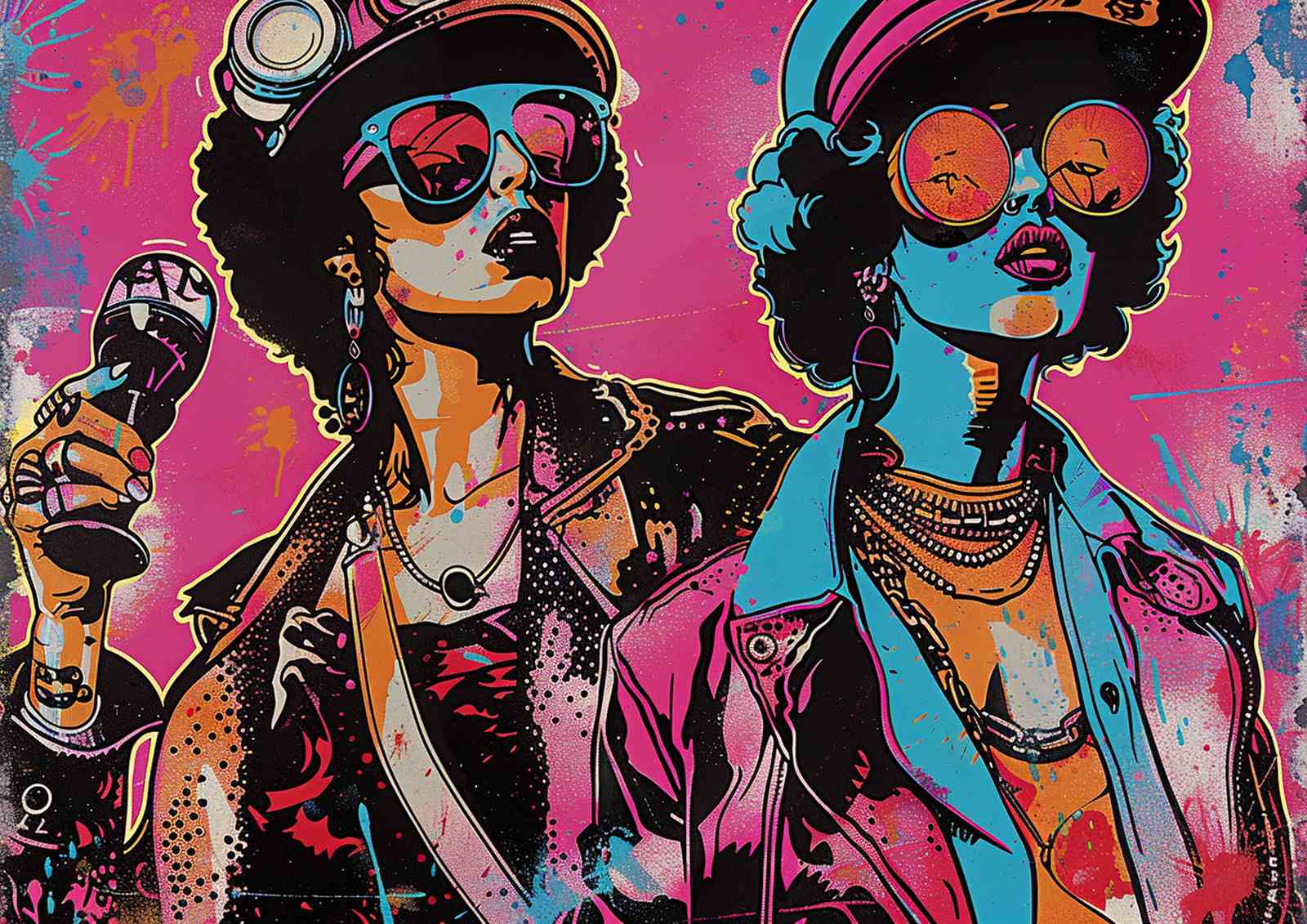 Vibrant Duo Hip Hop Stars Wall Art