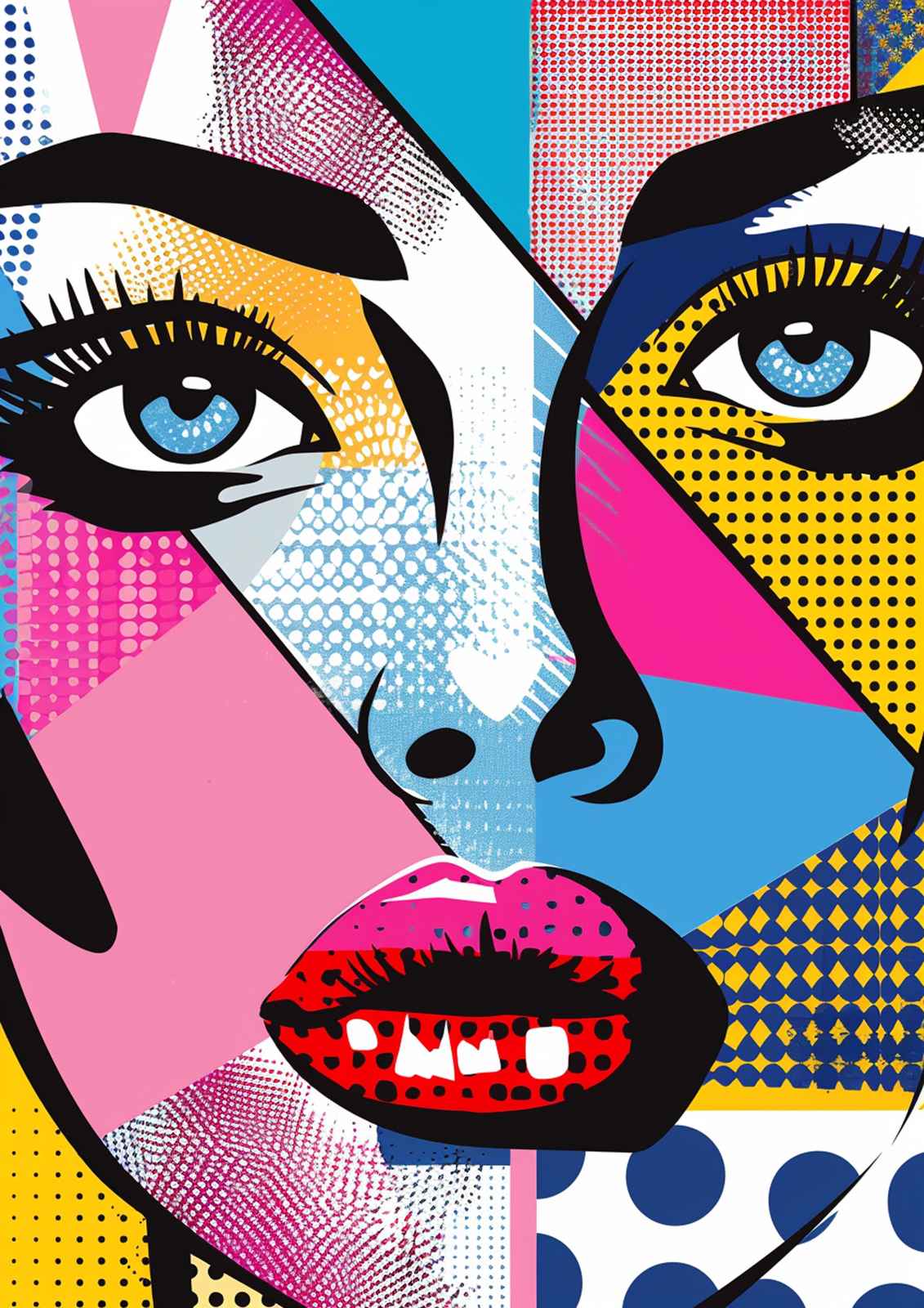 Vibrant Pop Art Face Wall Art