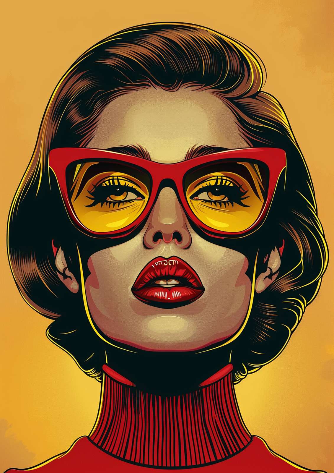Pop Art Glamour Woman Red Sunglasses Wall Art