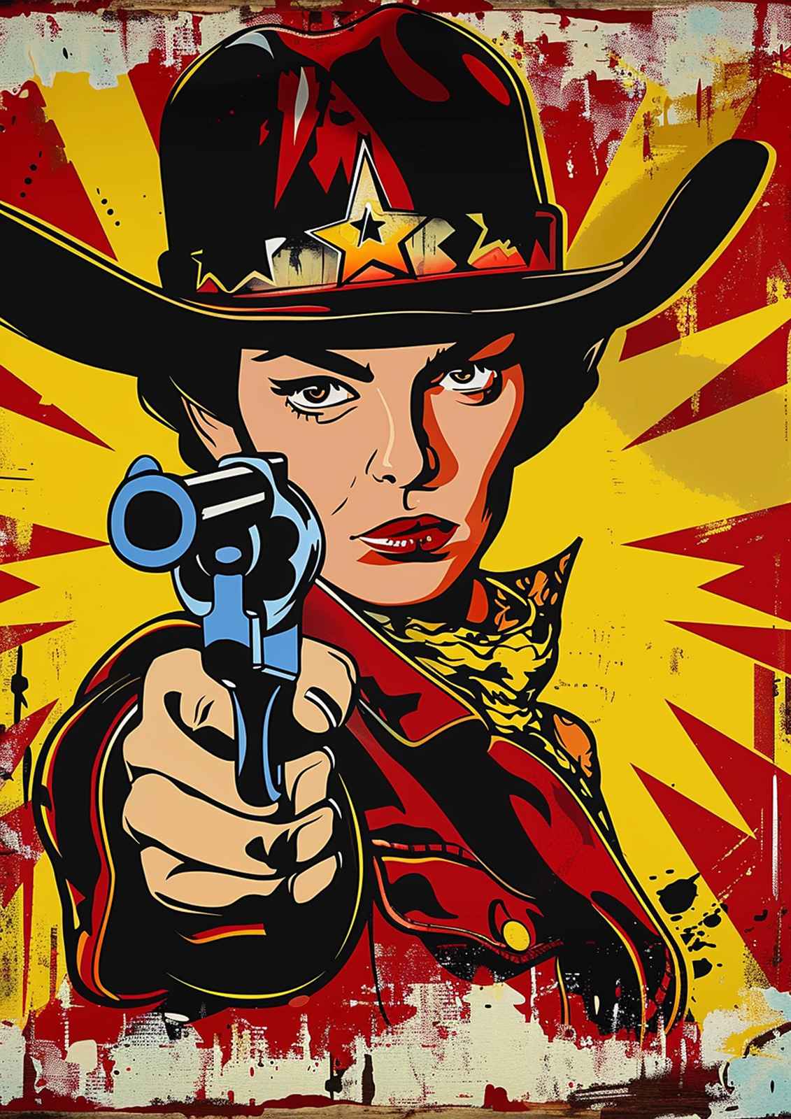 Bold Western Cowgirl Pop Art Wall Art