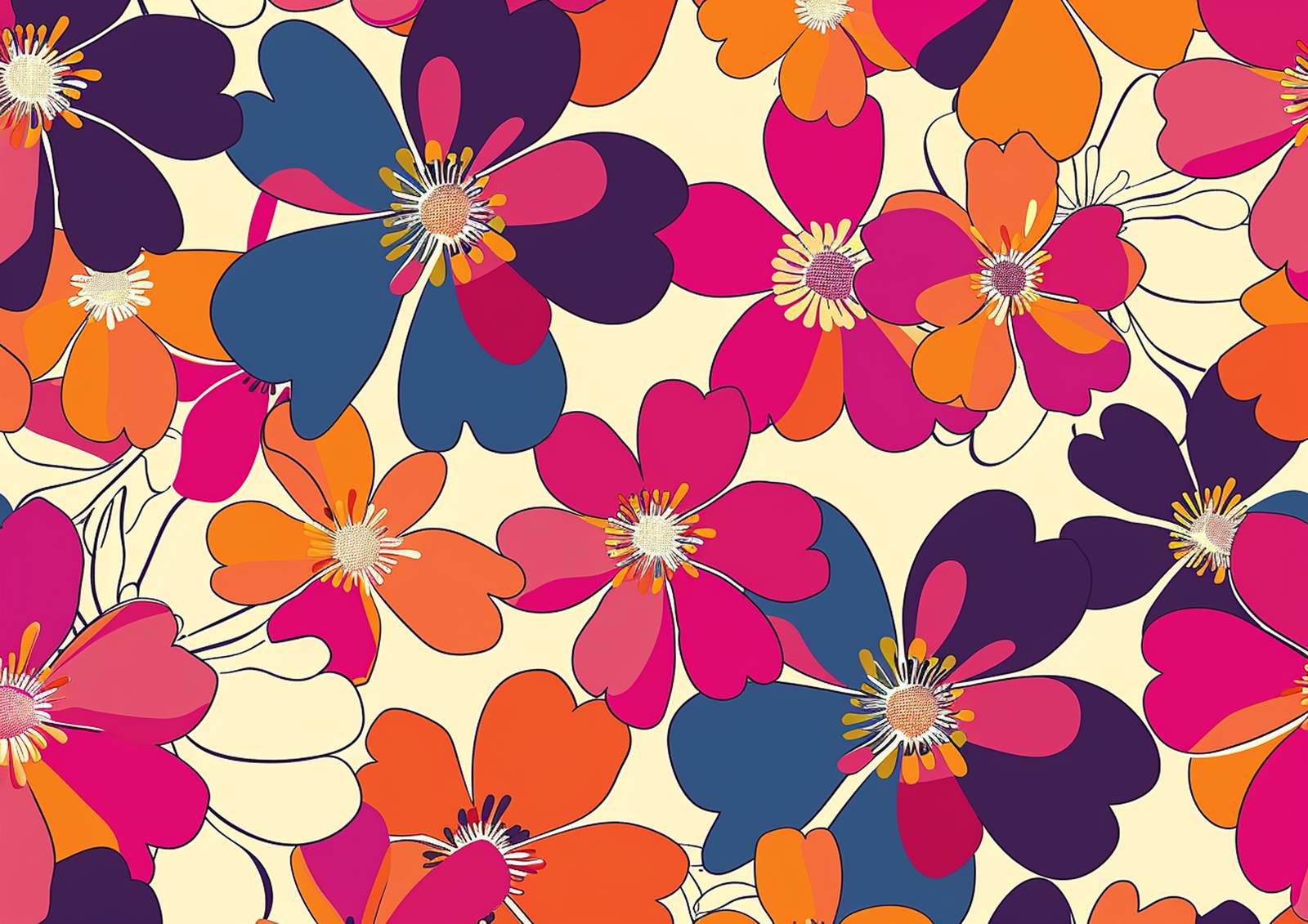 Retro Floral Burst Wall Art
