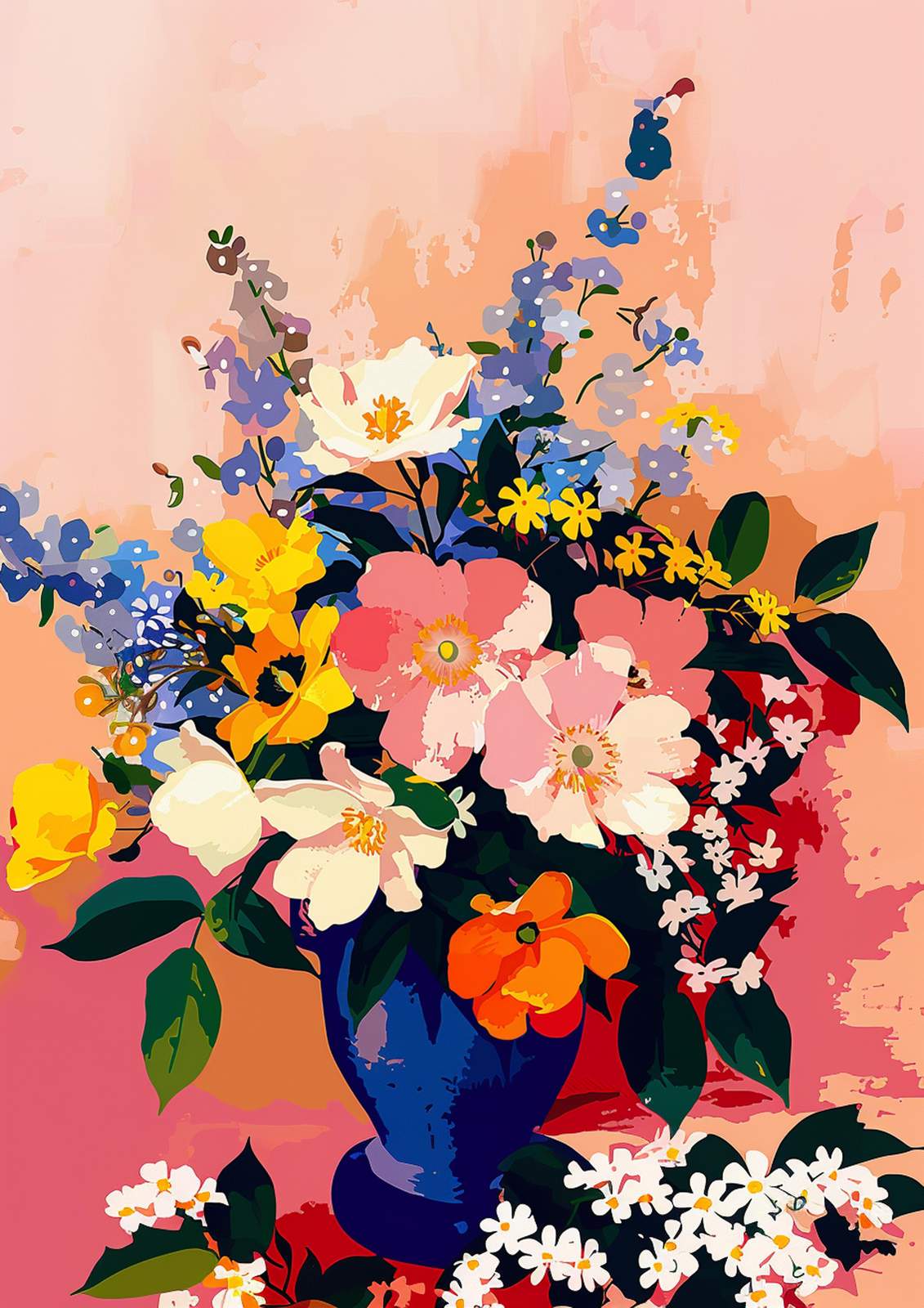 Vibrant Floral Bouquet Modern Art Wall Art