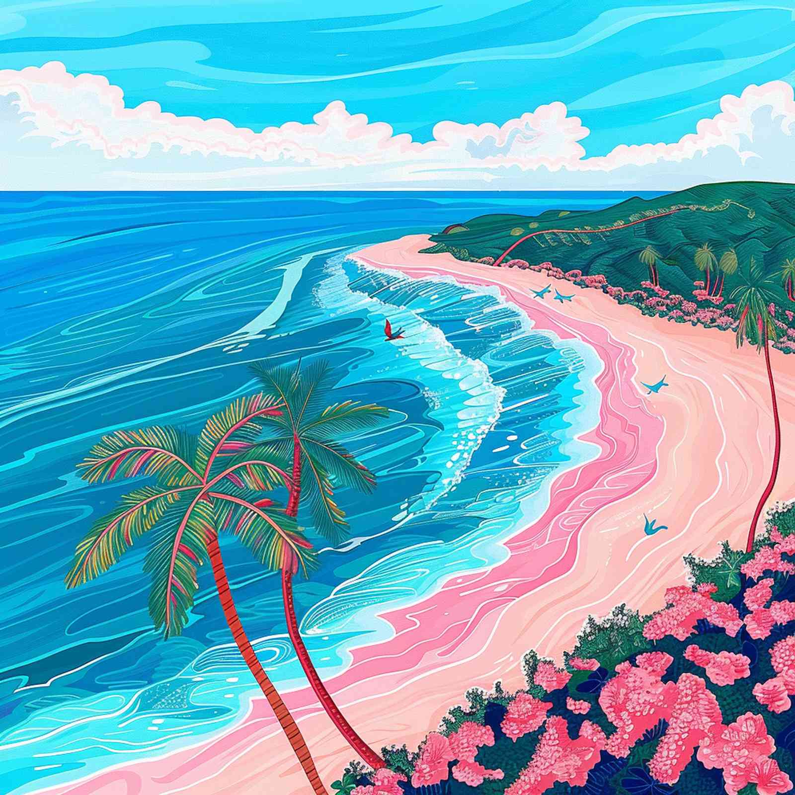 Tropical Paradise Beach Scene Wall Art