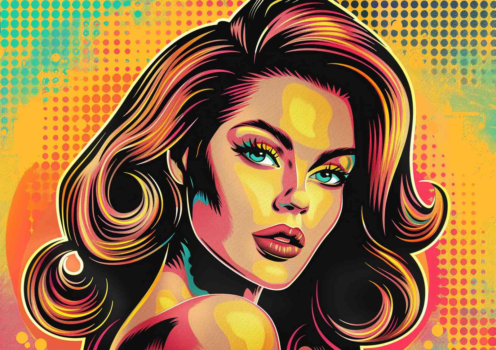 Vibrant Pop Art Woman Wall Art