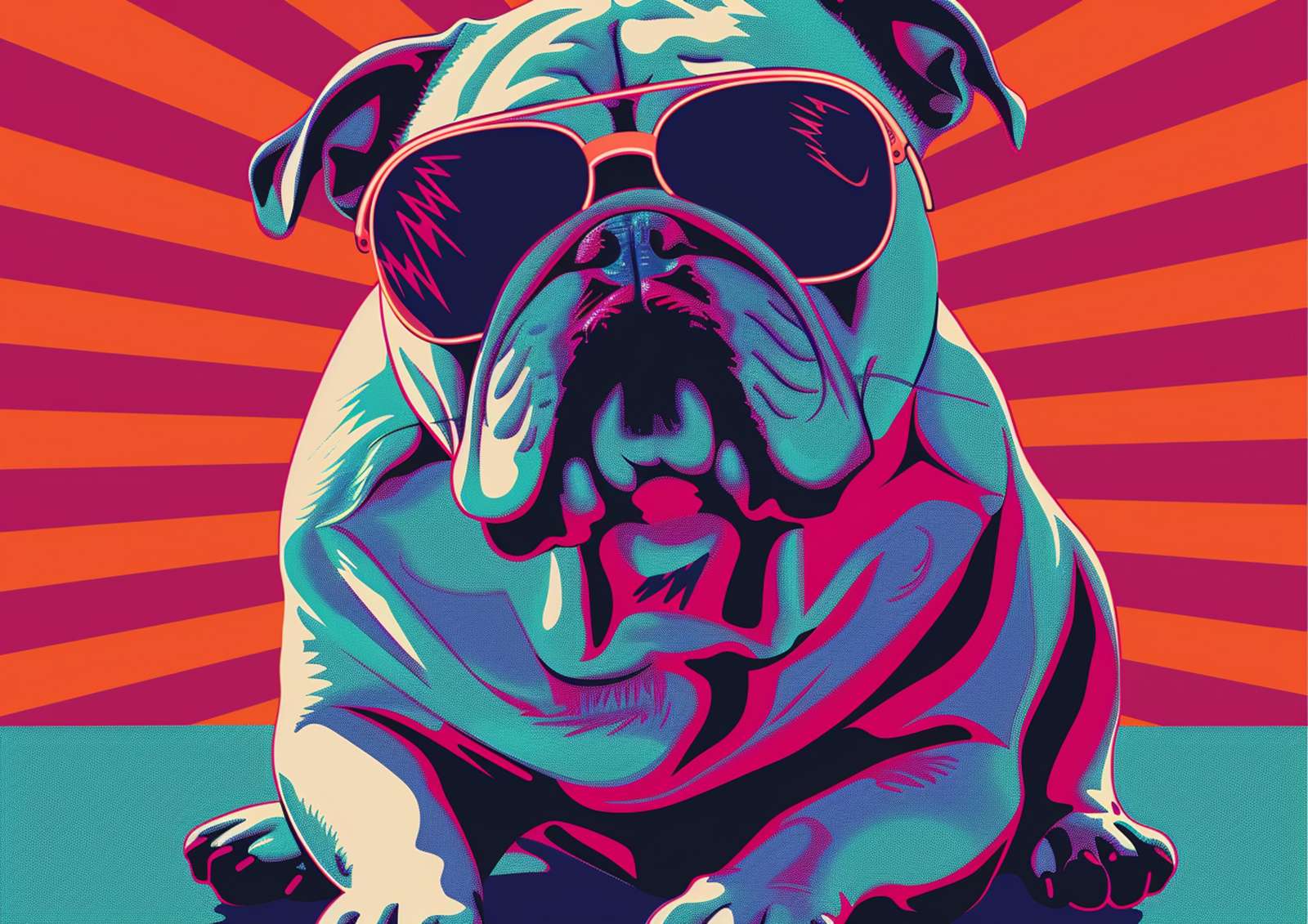 Cool Bulldog with Sunglasses Wall Art