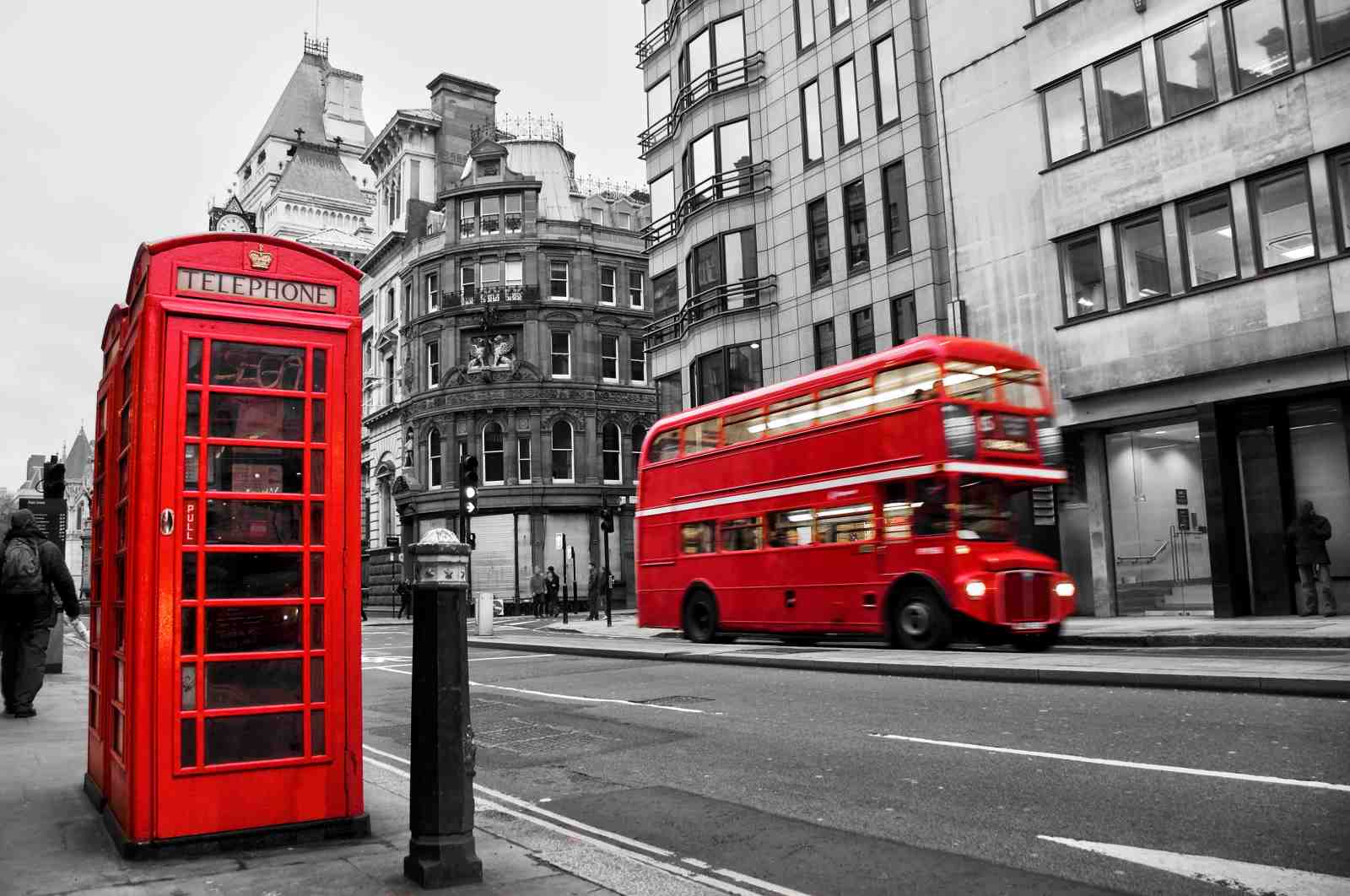Iconic London Red Bus & Phone Booth Wall Art