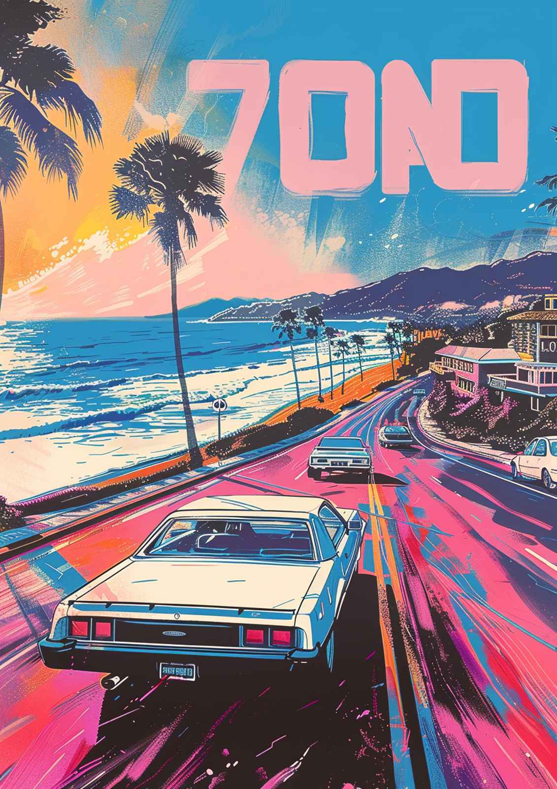 Retro Sunset Drive Wall Art