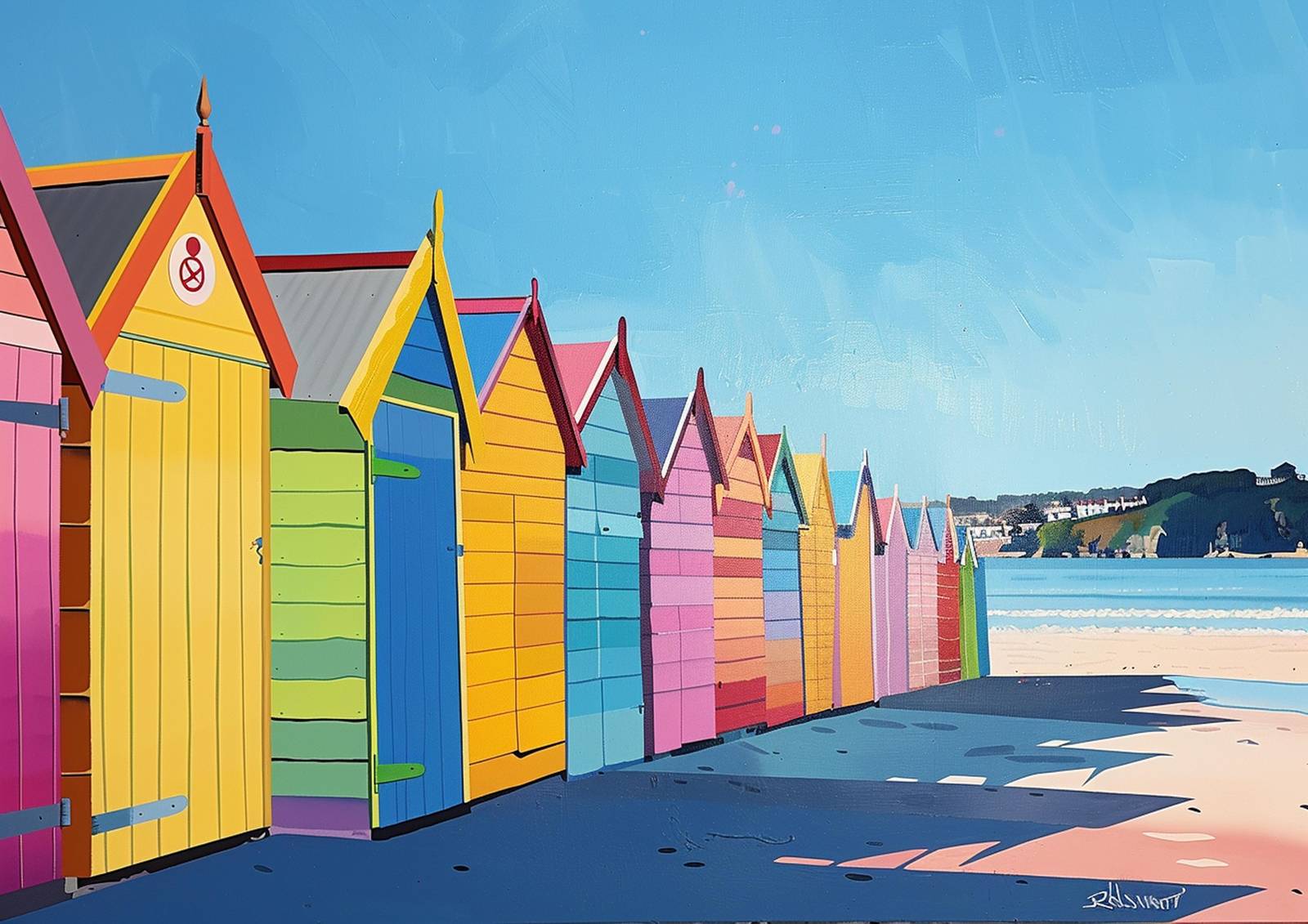Vibrant Beach Huts Wall Art