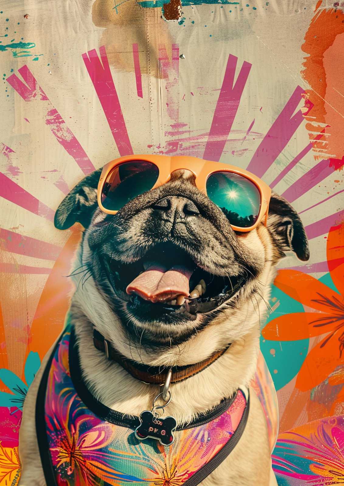 Groovy Pug Summer Vibes Wall Art