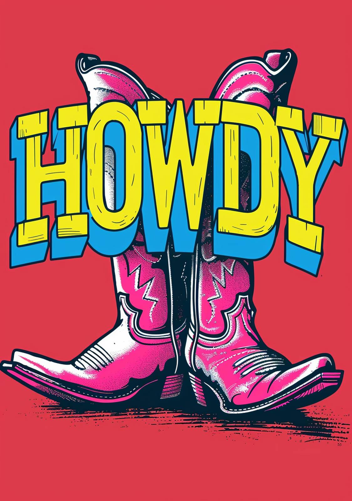 Vibrant "Howdy" Cowboy Boots Wall Art