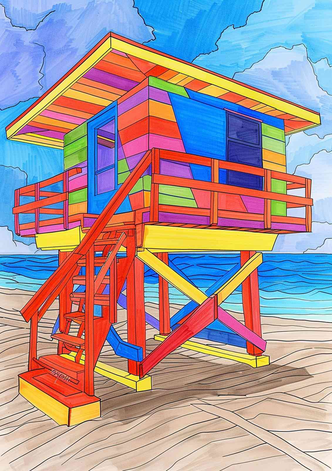 Vibrant Beach Lifehouse Pop Art Wall Art