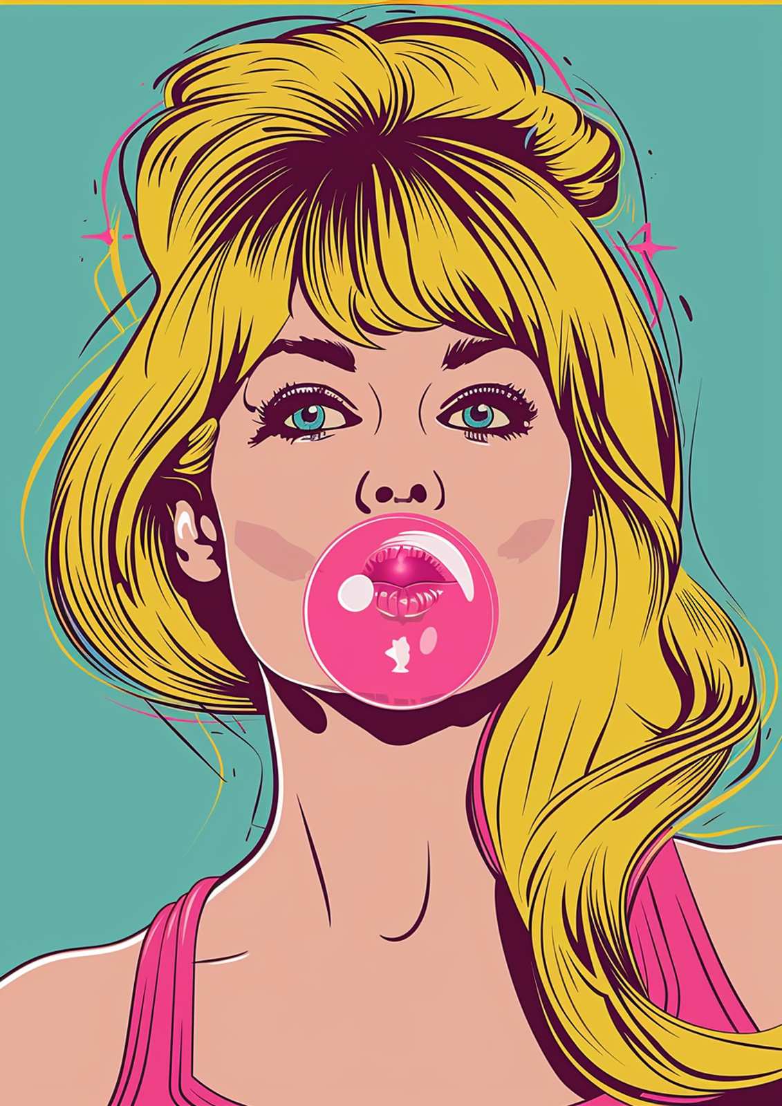 Pop Art Bubblegum Girl Wall Art