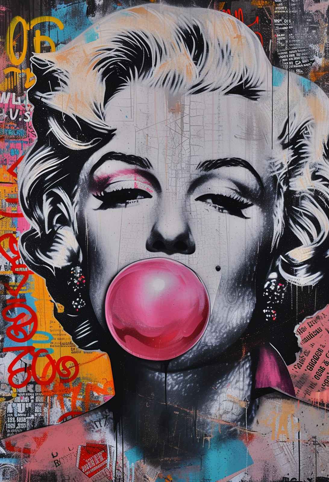Iconic Marilyn Monroe Bubblegum Pop Art Wall Art